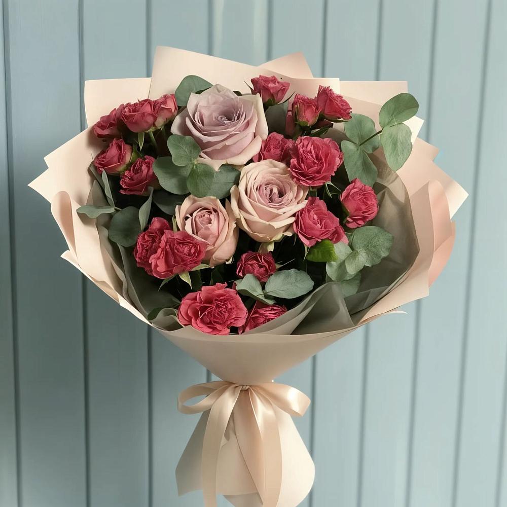 Букет цветов из: Гвоздики и Розы в Глебовский