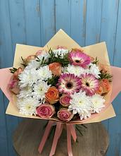 Букет цветов из:  Розы, Герберы и Хризантемы в Глебовский