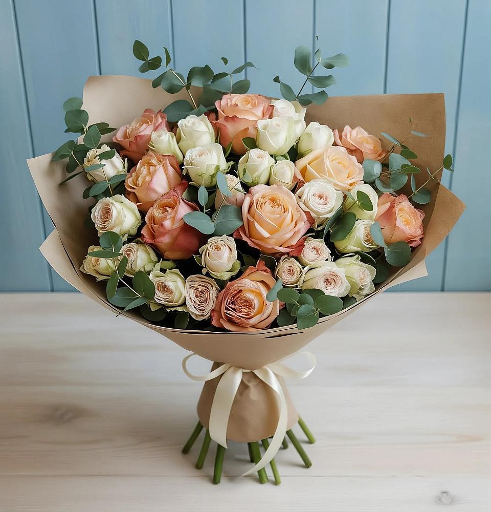 Букет цветов из: Альстромерии и Розы в Глебовский