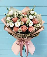 Букет цветов из:  Розы, Альстромерии и Лизиантусы в Глебовский