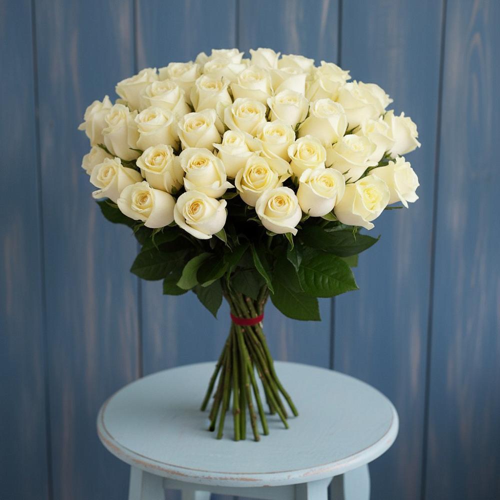 Букет 51 Белая роза Эдлесс Лав в Глебовский