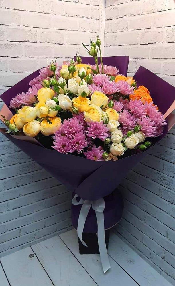 Букет цветов из: Хризантемы и Розы в Глебовский