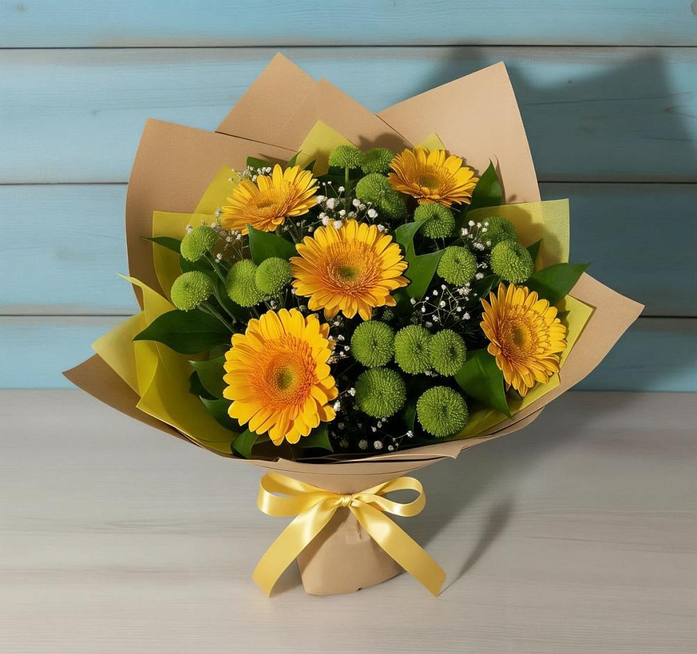 Букет цветов из: Герберы и Хризантемы в Глебовский
