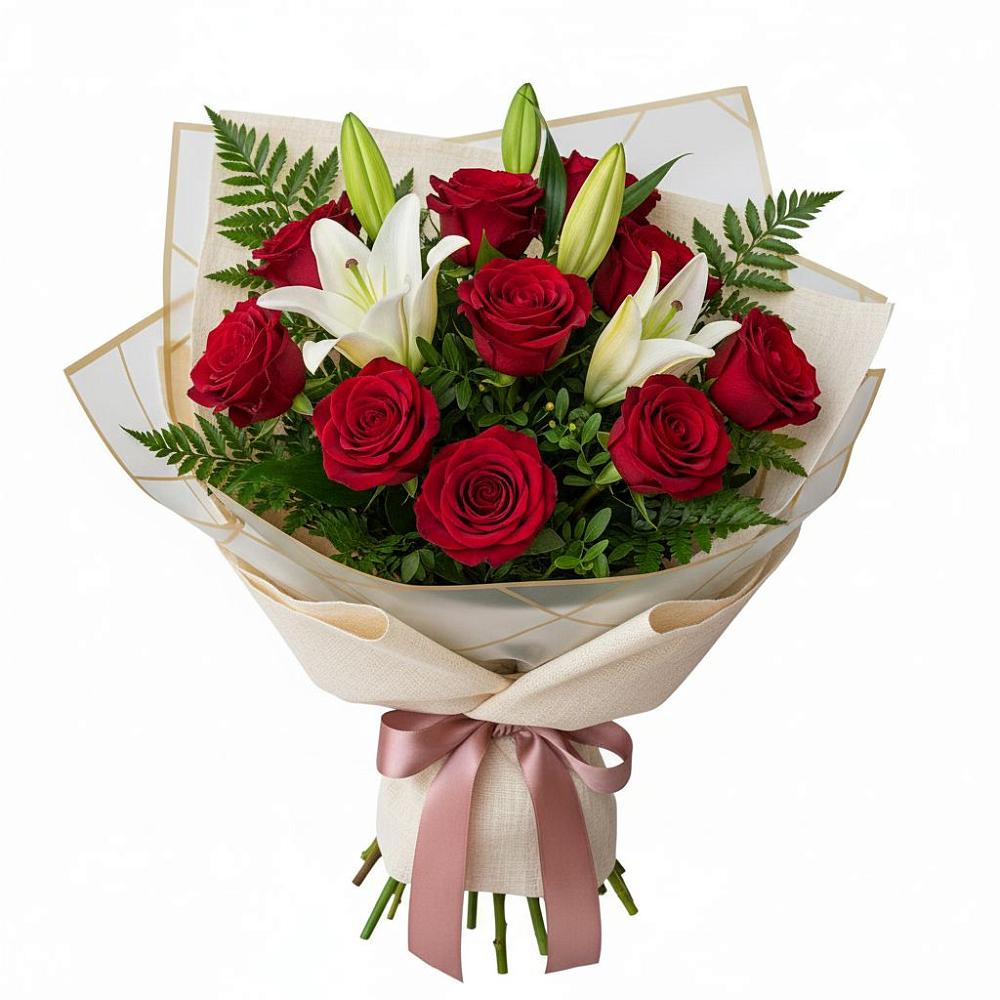 Букет цветов из: Лилии и Розы в Глебовский