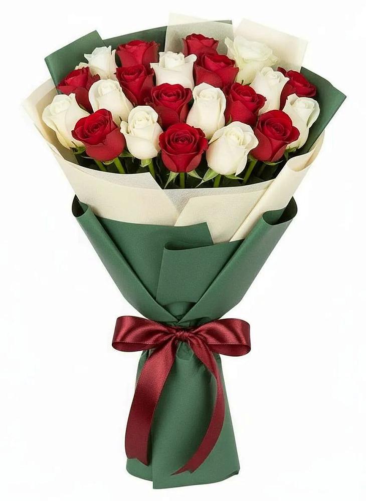 Букет Микс из красных и белых роз в Глебовский