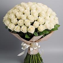 Букет 101 беля роза Белоснежка в Глебовский
