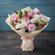 Букет цветов из:  Хризантемы, Альстромерии и Розы в Глебовский