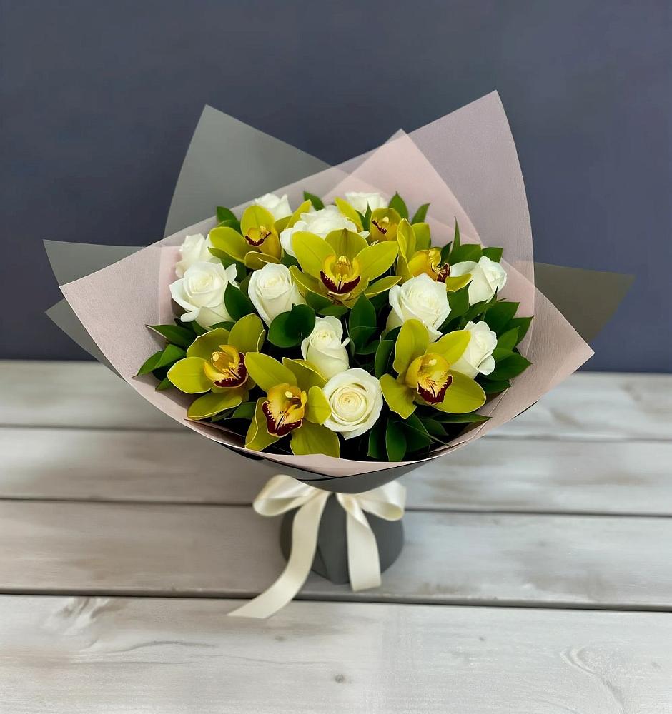 Букет цветов из: Орхидеи и Розы в Глебовский