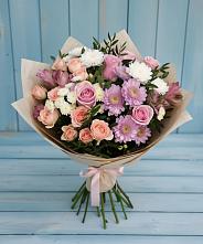 Букет цветов из:  Хризантемы, Розы и Альстромерии #REPLACE_PRED# Глебовский