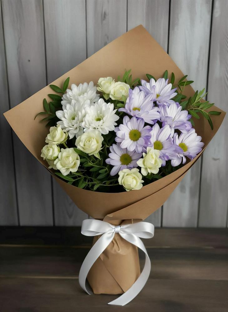 Букет цветов из: Хризантемы и Розы в Глебовский